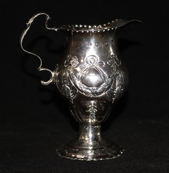 A George III silver inverted pyriform cream jug, 2.6ozs